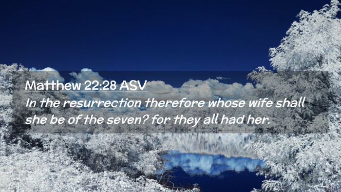 Picture 02 - Matthew 22:28 ASV Desktop Wallpaper - In the resurrection therefore whose wife shall - Desktop Bible Verse Wallpaper