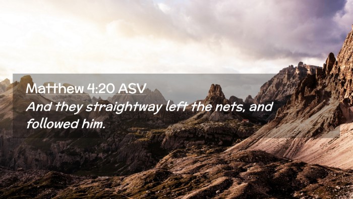 Picture 02 - Matthew 4:20 ASV Desktop Wallpaper - And they straightway left the nets, and followed - Desktop Bible Verse Wallpaper