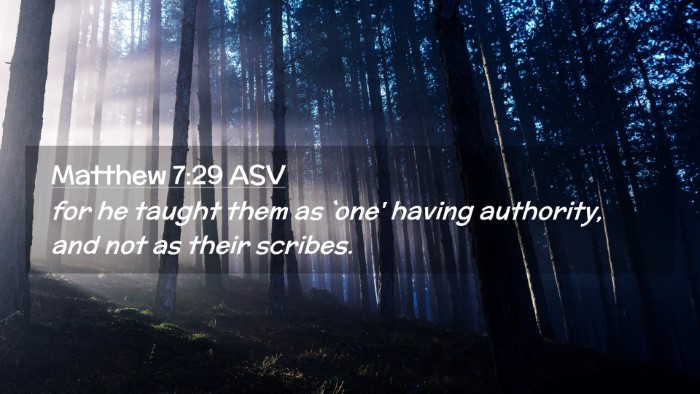 Picture 02 - Matthew 7:29 ASV Desktop Wallpaper - for he taught them as `one' having authority, and - Desktop Bible Verse Wallpaper