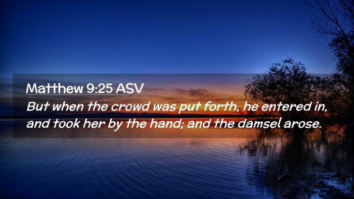 Picture 02 - Matthew 9:25 ASV Desktop Wallpaper - But when the crowd was put forth, he entered in, - Desktop Bible Verse Wallpaper