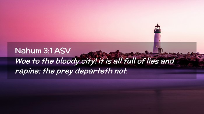 Picture 02 - Nahum 3:1 ASV Desktop Wallpaper - Woe to the bloody city! it is all full of lies - Desktop Bible Verse Wallpaper