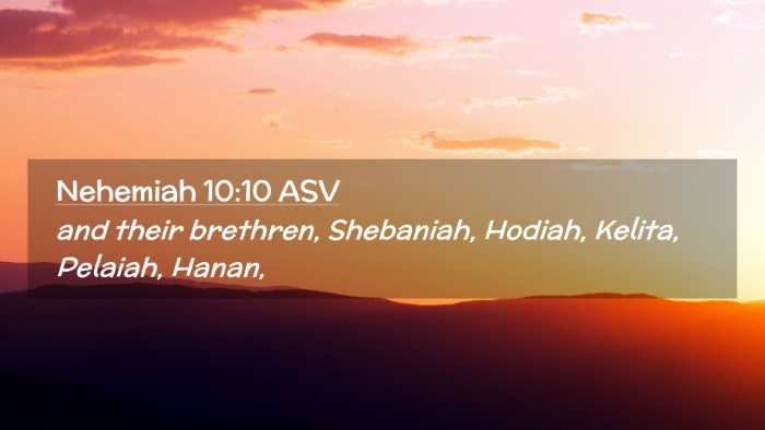 Picture 02 - Nehemiah 10:10 ASV Desktop Wallpaper - and their brethren, Shebaniah, Hodiah, Kelita, - Desktop Bible Verse Wallpaper