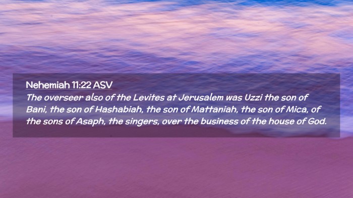 Picture 02 - Nehemiah 11:22 ASV Desktop Wallpaper - The overseer also of the Levites at Jerusalem was - Desktop Bible Verse Wallpaper