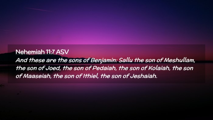Picture 02 - Nehemiah 11:7 ASV Desktop Wallpaper - And these are the sons of Benjamin: Sallu the son - Desktop Bible Verse Wallpaper