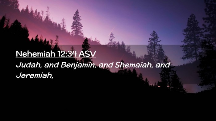 Picture 02 - Nehemiah 12:34 ASV Desktop Wallpaper - Judah, and Benjamin, and Shemaiah, and - Desktop Bible Verse Wallpaper