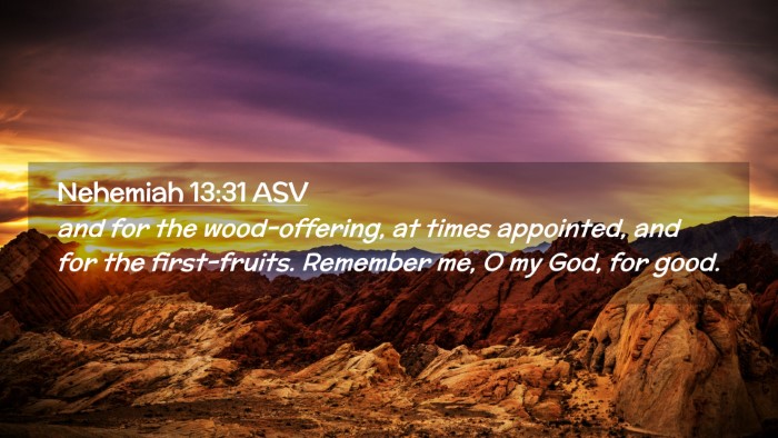 Picture 02 - Nehemiah 13:31 ASV Desktop Wallpaper - and for the wood-offering, at times appointed, - Desktop Bible Verse Wallpaper