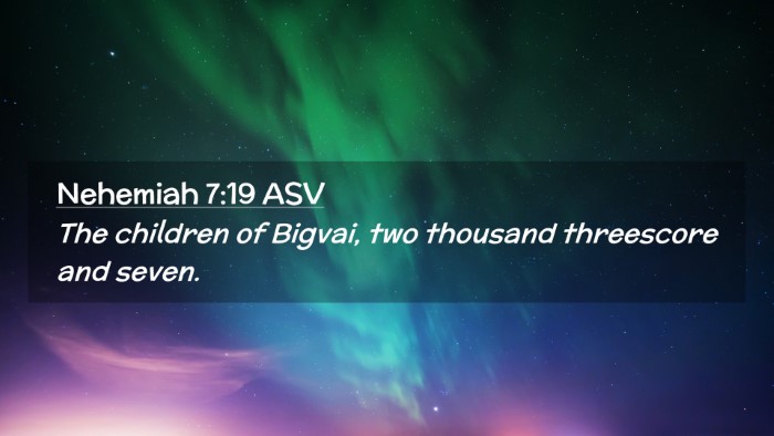 Picture 02 - Nehemiah 7:19 ASV Desktop Wallpaper - The children of Bigvai, two thousand threescore - Desktop Bible Verse Wallpaper