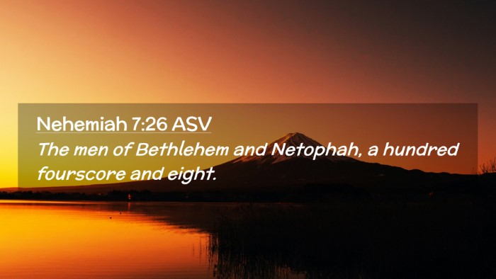 Picture 02 - Nehemiah 7:26 ASV Desktop Wallpaper - The men of Bethlehem and Netophah, a hundred - Desktop Bible Verse Wallpaper