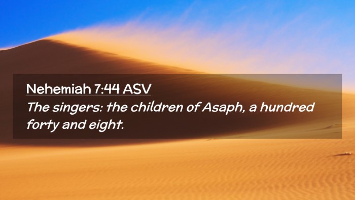 Picture 02 - Nehemiah 7:44 ASV Desktop Wallpaper - The singers: the children of Asaph, a hundred - Desktop Bible Verse Wallpaper