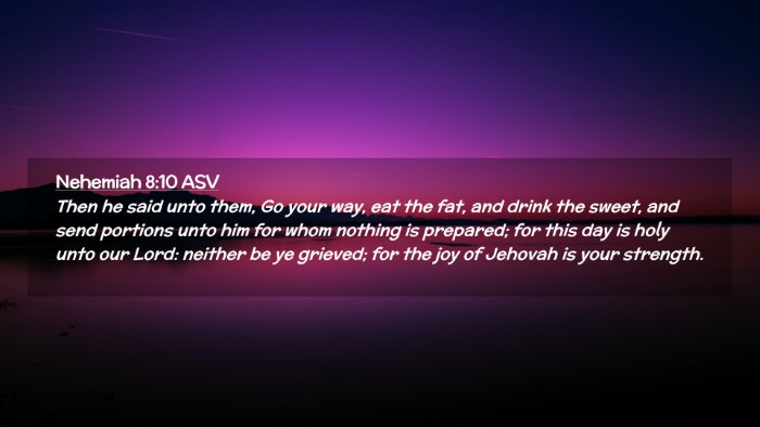 Picture 02 - Nehemiah 8:10 ASV Desktop Wallpaper - Then he said unto them, Go your way, eat the fat, - Desktop Bible Verse Wallpaper