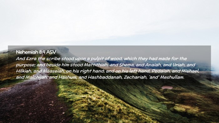 Picture 02 - Nehemiah 8:4 ASV Desktop Wallpaper - And Ezra the scribe stood upon a pulpit of wood, - Desktop Bible Verse Wallpaper