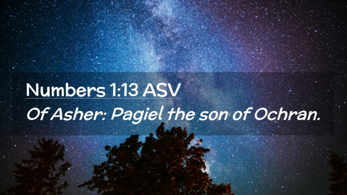 Picture 02 - Numbers 1:13 ASV Desktop Wallpaper - Of Asher: Pagiel the son of - Desktop Bible Verse Wallpaper