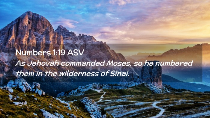 Picture 02 - Numbers 1:19 ASV Desktop Wallpaper - As Jehovah commanded Moses, so he numbered them - Desktop Bible Verse Wallpaper