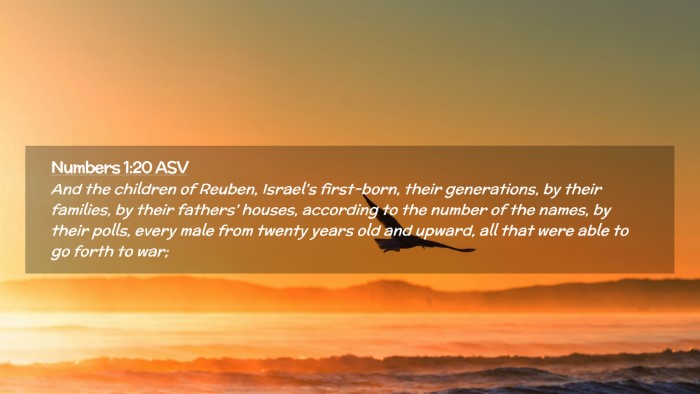 Picture 02 - Numbers 1:20 ASV Desktop Wallpaper - And the children of Reuben, Israel's first-born, - Desktop Bible Verse Wallpaper