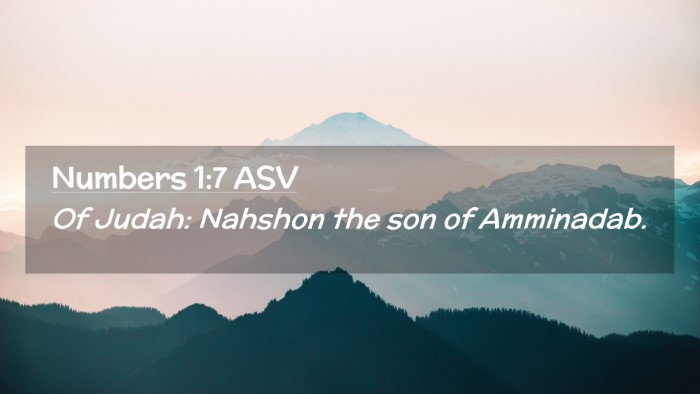 Picture 02 - Numbers 1:7 ASV Desktop Wallpaper - Of Judah: Nahshon the son of - Desktop Bible Verse Wallpaper
