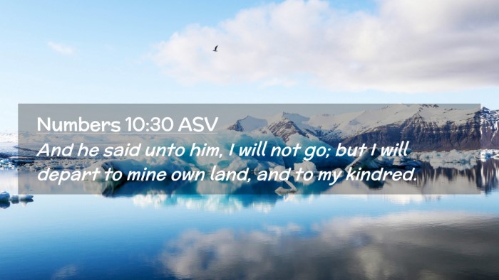 Picture 02 - Numbers 10:30 ASV Desktop Wallpaper - And he said unto him, I will not go; but I will - Desktop Bible Verse Wallpaper