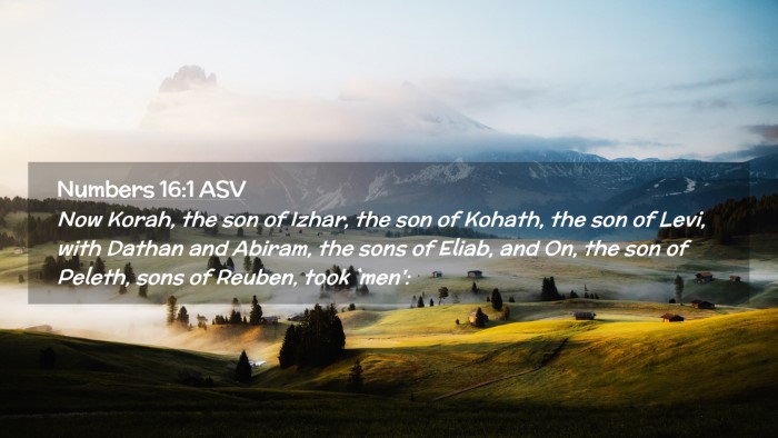 Picture 02 - Numbers 16:1 ASV Desktop Wallpaper - Now Korah, the son of Izhar, the son of Kohath, - Desktop Bible Verse Wallpaper