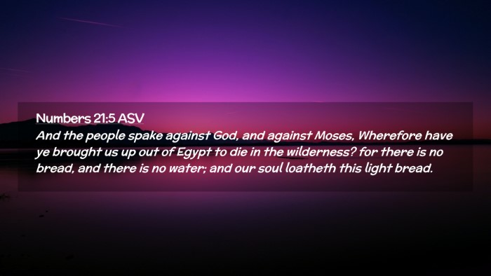 Picture 02 - Numbers 21:5 ASV Desktop Wallpaper - And the people spake against God, and against - Desktop Bible Verse Wallpaper