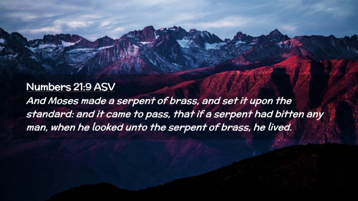 Picture 02 - Numbers 21:9 ASV Desktop Wallpaper - And Moses made a serpent of brass, and set it - Desktop Bible Verse Wallpaper