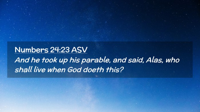 Picture 02 - Numbers 24:23 ASV Desktop Wallpaper - And he took up his parable, and said, Alas, who - Desktop Bible Verse Wallpaper