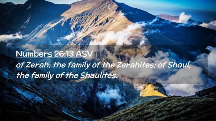 Picture 02 - Numbers 26:13 ASV Desktop Wallpaper - of Zerah, the family of the Zerahites; of Shaul, - Desktop Bible Verse Wallpaper