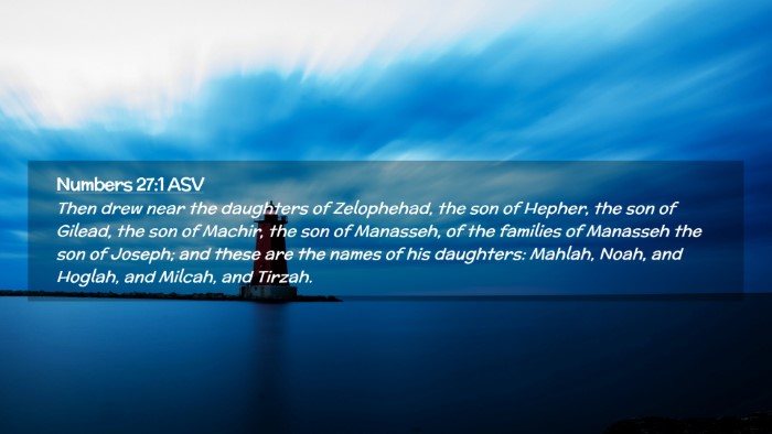 Picture 02 - Numbers 27:1 ASV Desktop Wallpaper - Then drew near the daughters of Zelophehad, the - Desktop Bible Verse Wallpaper