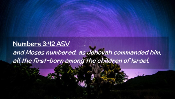 Picture 02 - Numbers 3:42 ASV Desktop Wallpaper - and Moses numbered, as Jehovah commanded him, all - Desktop Bible Verse Wallpaper