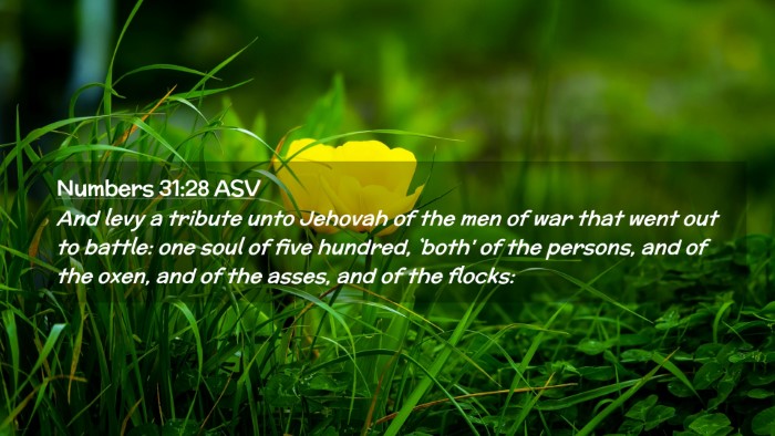 Picture 02 - Numbers 31:28 ASV Desktop Wallpaper - And levy a tribute unto Jehovah of the men of war - Desktop Bible Verse Wallpaper
