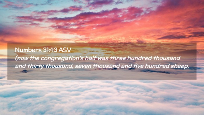Picture 02 - Numbers 31:43 ASV Desktop Wallpaper - (now the congregation's half was three hundred - Desktop Bible Verse Wallpaper