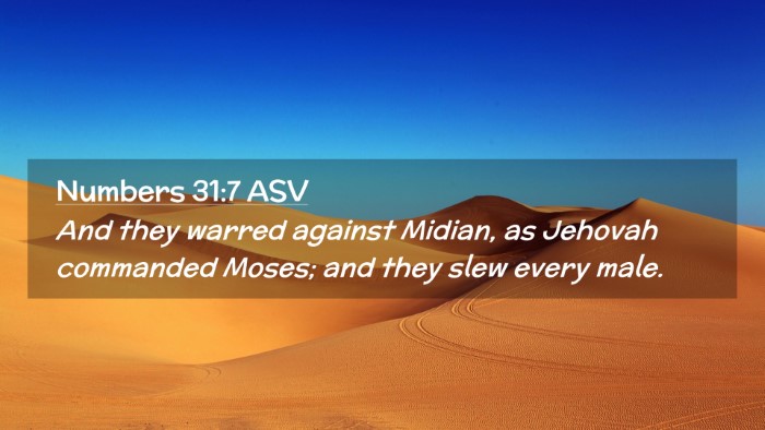 Picture 02 - Numbers 31:7 ASV Desktop Wallpaper - And they warred against Midian, as Jehovah - Desktop Bible Verse Wallpaper