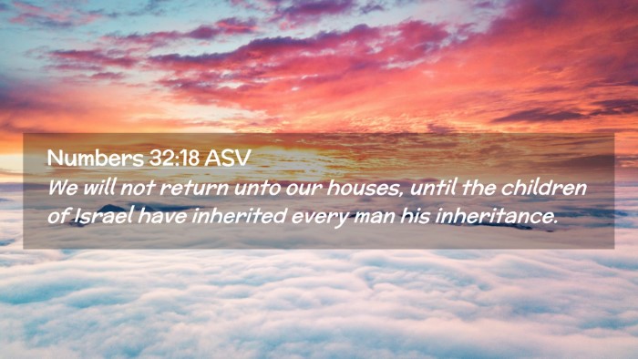 Picture 02 - Numbers 32:18 ASV Desktop Wallpaper - We will not return unto our houses, until the - Desktop Bible Verse Wallpaper