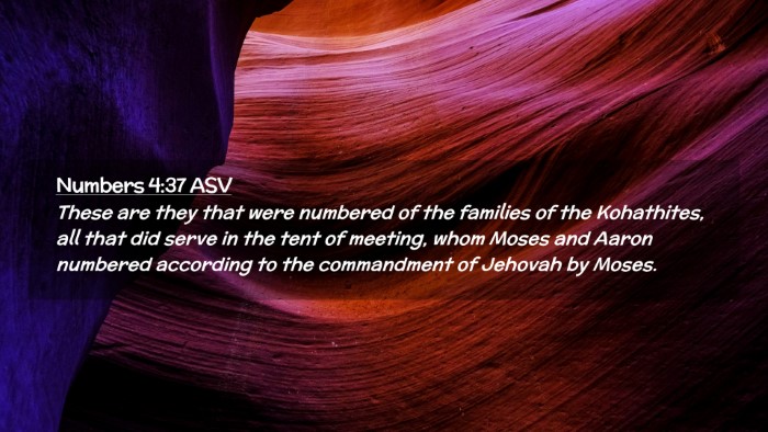 Picture 02 - Numbers 4:37 ASV Desktop Wallpaper - These are they that were numbered of the families - Desktop Bible Verse Wallpaper