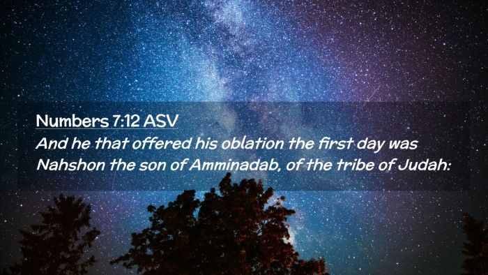 Picture 02 - Numbers 7:12 ASV Desktop Wallpaper - And he that offered his oblation the first day - Desktop Bible Verse Wallpaper