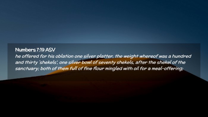 Picture 02 - Numbers 7:19 ASV Desktop Wallpaper - he offered for his oblation one silver platter, - Desktop Bible Verse Wallpaper