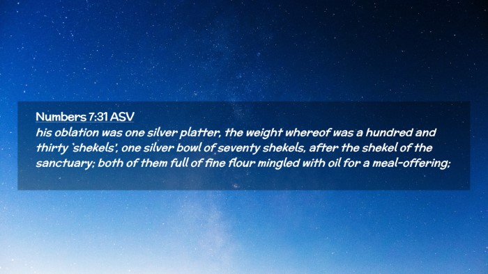 Picture 02 - Numbers 7:31 ASV Desktop Wallpaper - his oblation was one silver platter, the weight - Desktop Bible Verse Wallpaper