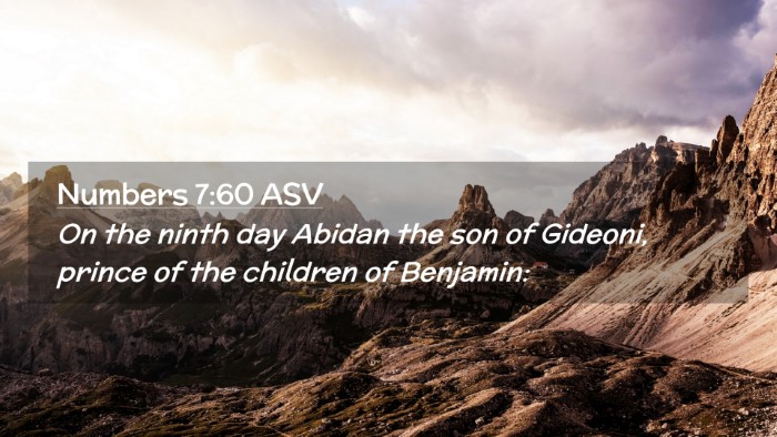 Picture 02 - Numbers 7:60 ASV Desktop Wallpaper - On the ninth day Abidan the son of Gideoni, - Desktop Bible Verse Wallpaper