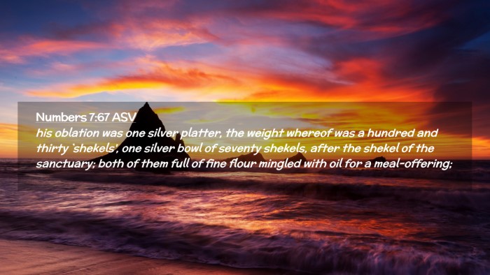 Picture 02 - Numbers 7:67 ASV Desktop Wallpaper - his oblation was one silver platter, the weight - Desktop Bible Verse Wallpaper