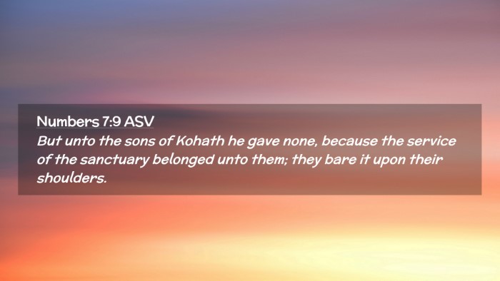 Picture 02 - Numbers 7:9 ASV Desktop Wallpaper - But unto the sons of Kohath he gave none, because - Desktop Bible Verse Wallpaper