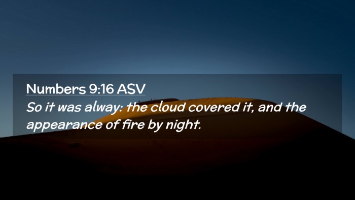 Picture 02 - Numbers 9:16 ASV Desktop Wallpaper - So it was alway: the cloud covered it, and the - Desktop Bible Verse Wallpaper