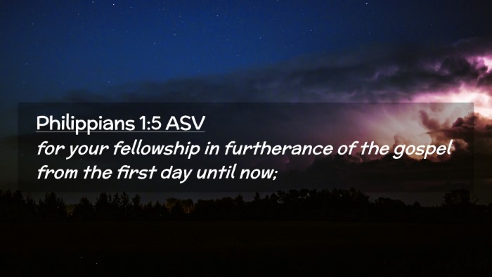 Picture 02 - Philippians 1:5 ASV Desktop Wallpaper - for your fellowship in furtherance of the gospel - Desktop Bible Verse Wallpaper