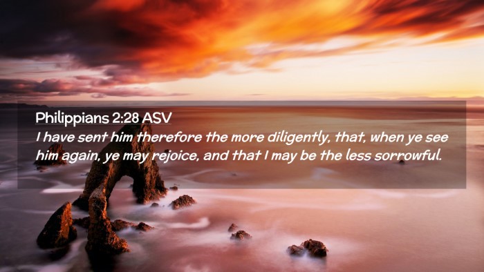 Picture 02 - Philippians 2:28 ASV Desktop Wallpaper - I have sent him therefore the more diligently, - Desktop Bible Verse Wallpaper