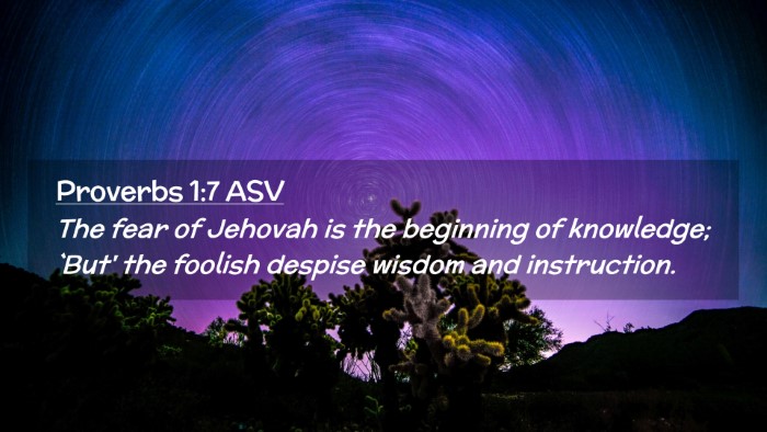 Picture 02 - Proverbs 1:7 ASV Desktop Wallpaper - The fear of Jehovah is the beginning of - Desktop Bible Verse Wallpaper