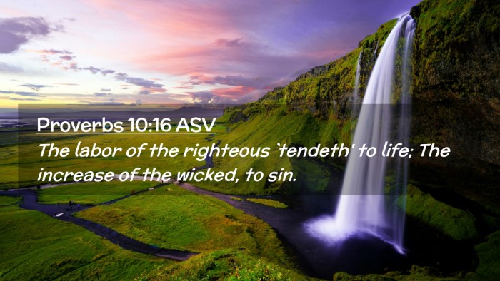 Picture 02 - Proverbs 10:16 ASV Desktop Wallpaper - The labor of the righteous `tendeth' to life; The - Desktop Bible Verse Wallpaper