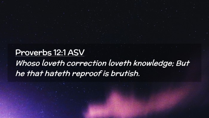 Picture 02 - Proverbs 12:1 ASV Desktop Wallpaper - Whoso loveth correction loveth knowledge; But he - Desktop Bible Verse Wallpaper