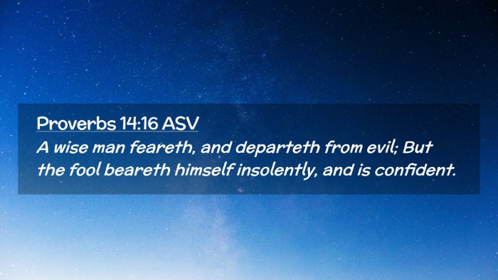 Picture 02 - Proverbs 14:16 ASV Desktop Wallpaper - A wise man feareth, and departeth from evil; But - Desktop Bible Verse Wallpaper