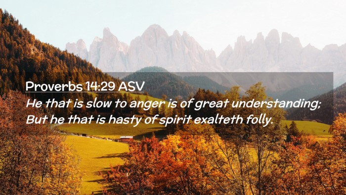 Picture 02 - Proverbs 14:29 ASV Desktop Wallpaper - He that is slow to anger is of great - Desktop Bible Verse Wallpaper