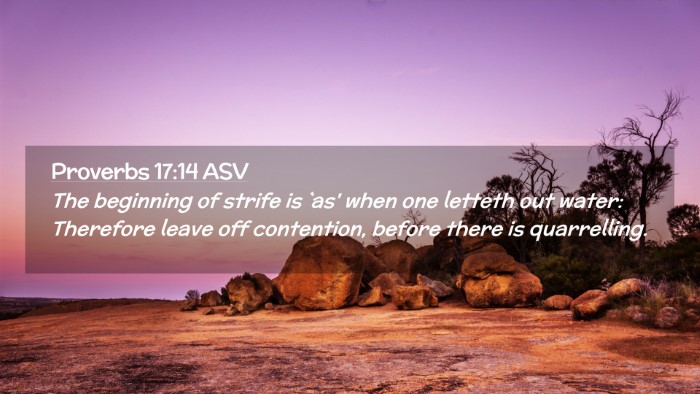 Picture 02 - Proverbs 17:14 ASV Desktop Wallpaper - The beginning of strife is `as' when one letteth - Desktop Bible Verse Wallpaper