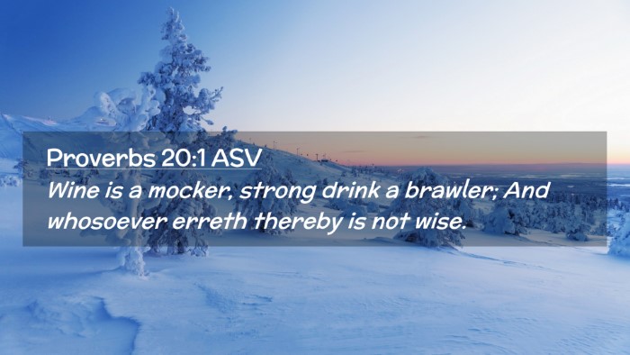 Picture 02 - Proverbs 20:1 ASV Desktop Wallpaper - Wine is a mocker, strong drink a brawler; And - Desktop Bible Verse Wallpaper