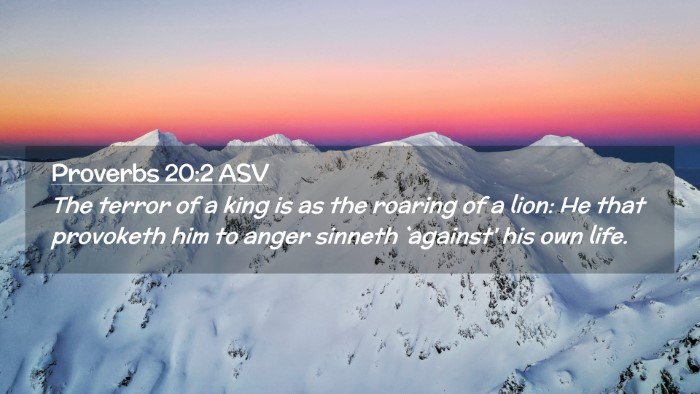 Picture 02 - Proverbs 20:2 ASV Desktop Wallpaper - The terror of a king is as the roaring of a lion: - Desktop Bible Verse Wallpaper