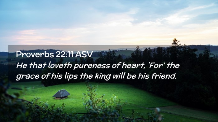 Picture 02 - Proverbs 22:11 ASV Desktop Wallpaper - He that loveth pureness of heart, `For' the grace - Desktop Bible Verse Wallpaper